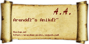 Arendás Anikó névjegykártya
